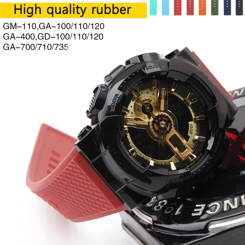 16mm Resin WatchBand for Casio GM-110/GA700/GW8900/GA110/GD-110 Colorful Waterproof Sports Silicone Strap Replacement Accessorie