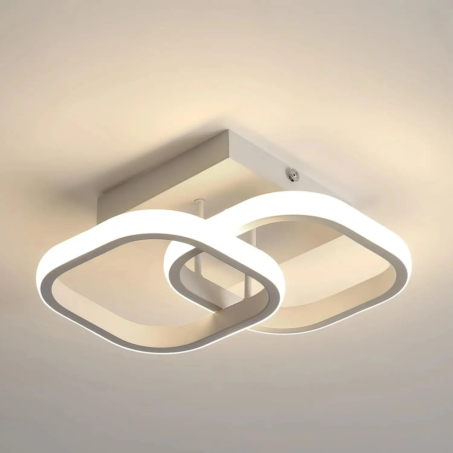 19W LED Ceiling Light,Modern Indoor Ceiling Lamp 1900LM 4500K ,Square Acrylic Ceiling Light Fixture for Hallway