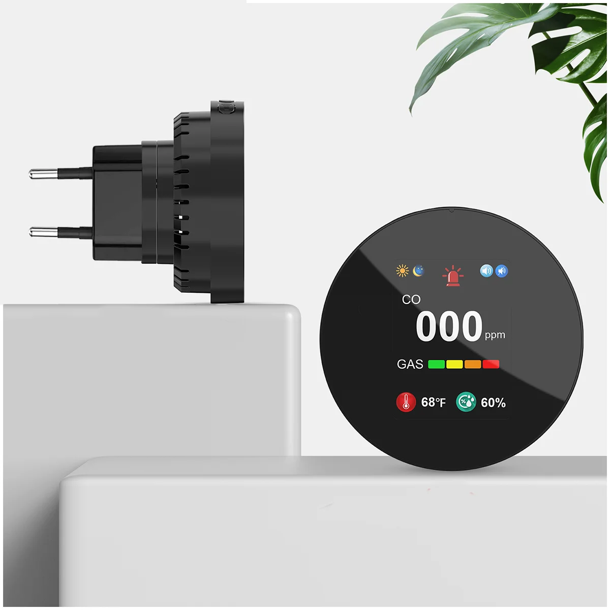 CHZHVAN Combination Carbon Monoxide Detector & Gas 4-in-1 Natural Gas&CO Alarm with Temperature&Humidity for Home Security Alarm