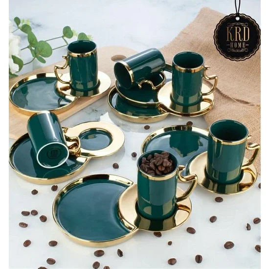 Kardelen Home KRD-2230 Porcelain Serving Plate Cup Set