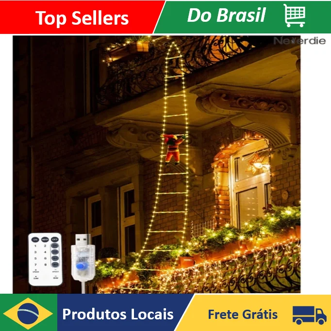 Luzes LED de Papai Noel para Escadas com Efeito RGB