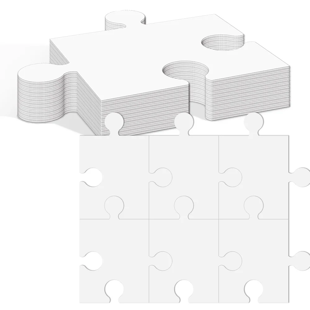 

30pcs White Blank Cardboard Puzzles Can Be Drawn Homemade Puzzle Blank White Paper Suitable For Children And Adults DIY