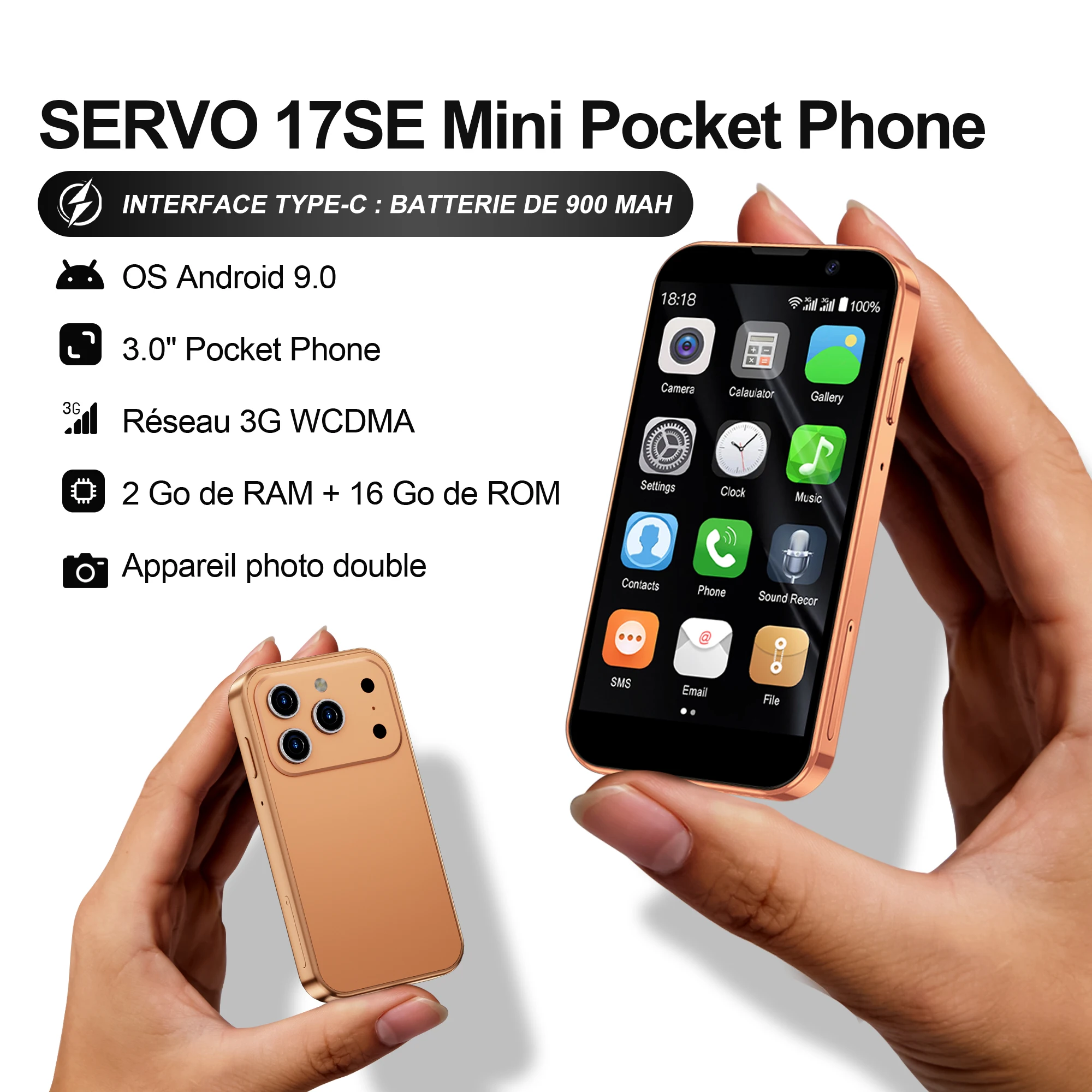 moviles buenos y baratos pantalla de 3,0 pulgadas, 3G pequeño teléfono inteligente sistema Android 2GB+16GB GPS WiFi tarjeta SIM Dual mini smartphone