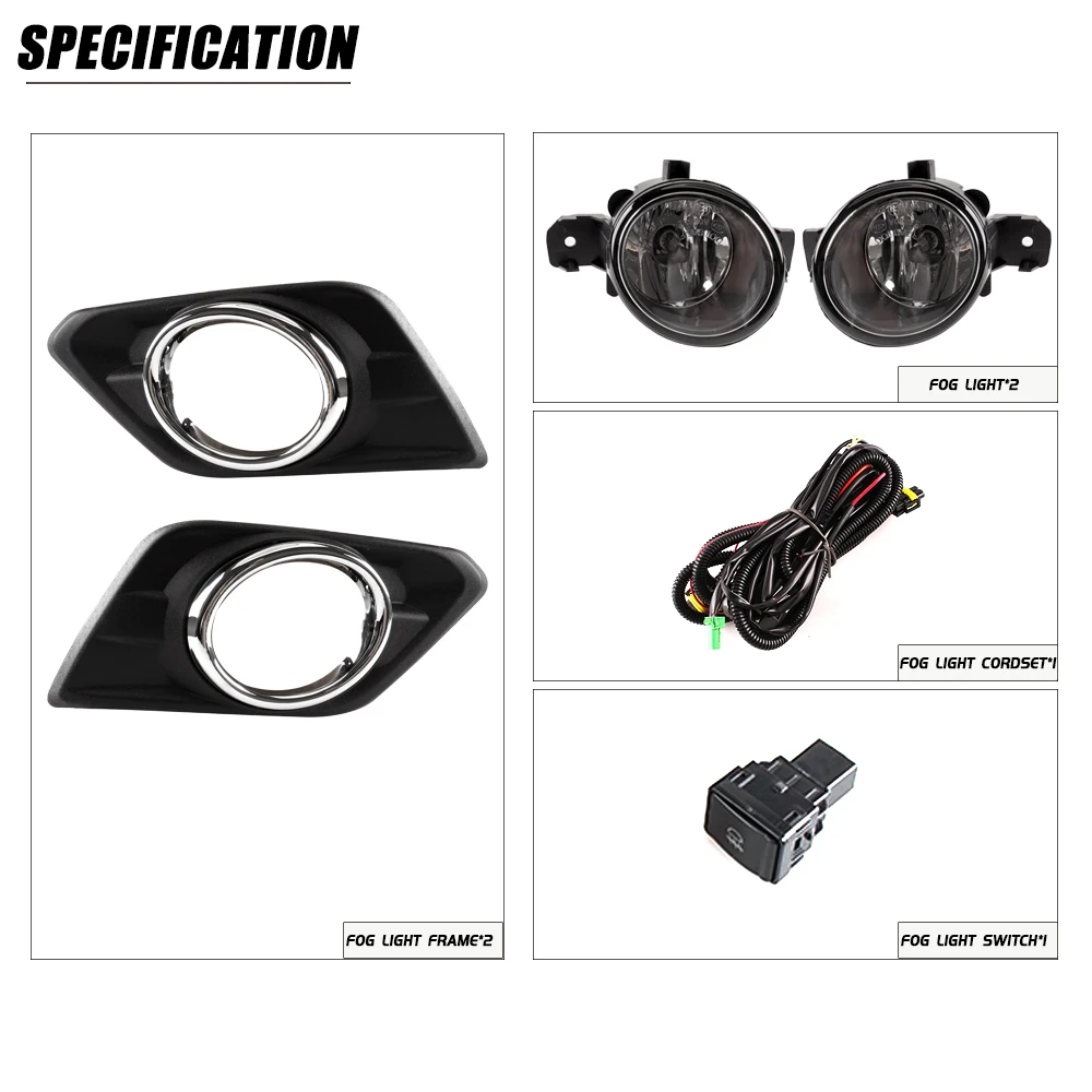 【Spot goods Real shot】Front Bumper Fog Lamp Upgrade  FOR Nissan X-Trail rogue 2014 2015 2016 Version Additional Foglight Set
