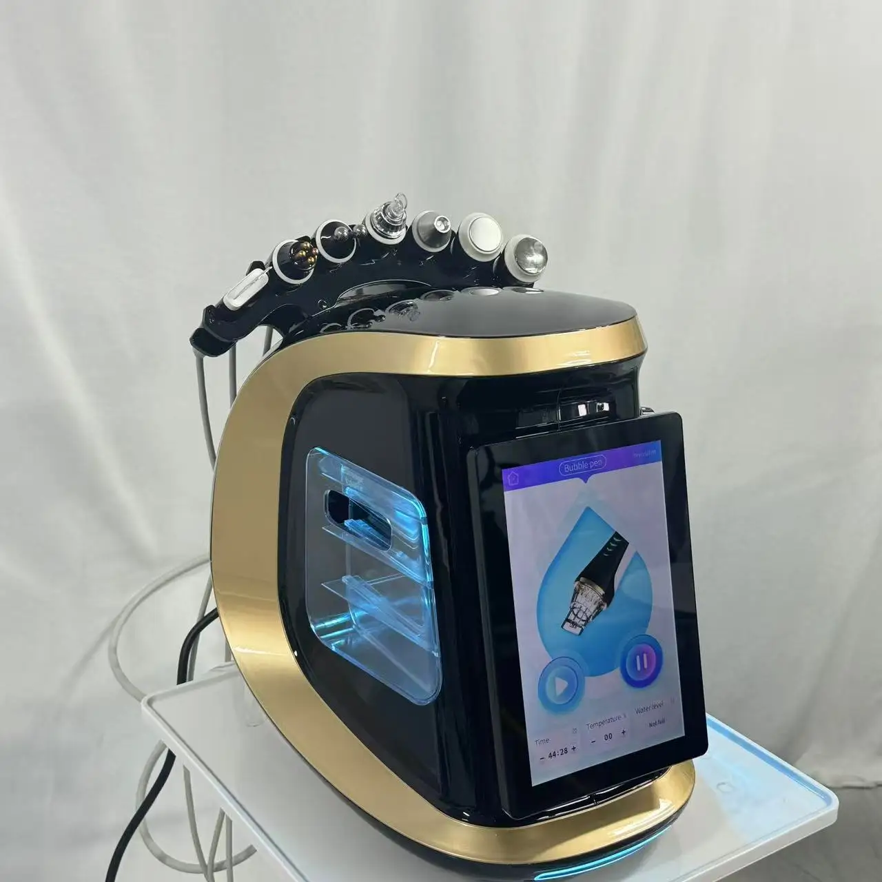 Máquina de Dermoabrasión Hydra de agua, oxígeno, hielo, azul, chorro inteligente, exfoliación de agua, microcorrientes de burbujas pequeñas para dispositivo de limpieza Facial