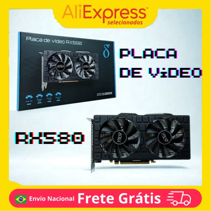 Placa de Video Delta Rx 580 8gb DDR5 256 Bit Jogue Sem Travamentos Gamer Para Jogos Computador Potência - ENVIO IMEDIATO