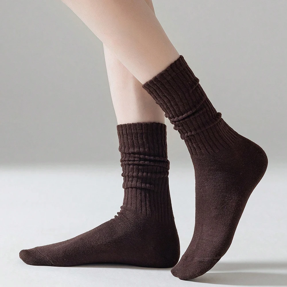 12 Pairs of Men's and Women's Socks, Slouch Socks, Mid-Calf Socks in Brown, Black, and White, Special Promotion, Y2K Style, Cute