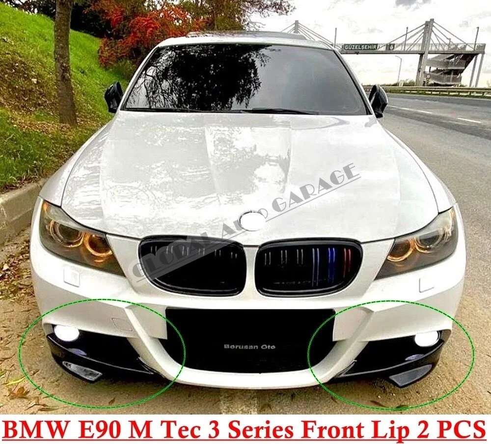 

For BMW E90 M Tec 3 Series Front Bumper Lip Splitter Flap Corner 2004 2005 2006 2007 2008 2009 2010 2011 2012 Piano Black Auto