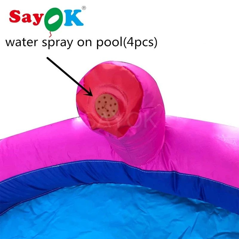 Sayok 3.8X2X1.8Mh Outdoor Opblaasbare Uitsmijter Glijbaan Octopus Jump Kasteel Met Zwembad Water Spray