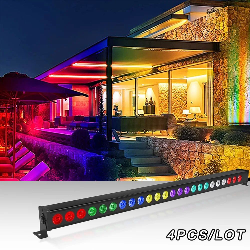 4PCS/LOT LED RGBW 24x4w Bar Light Wash Strobe Horse Racing Effect DMX512 Sound Control Wall Dyeing Background Home Party Club