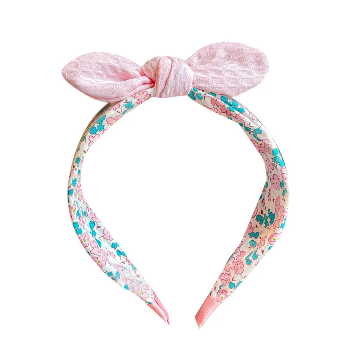 Summer Korean Style Rabbit Ears & Bowknot Headband Cute Fabric Wide Band Hair Hoop for Girls - Adorable Kids Accessory for Daily image 5