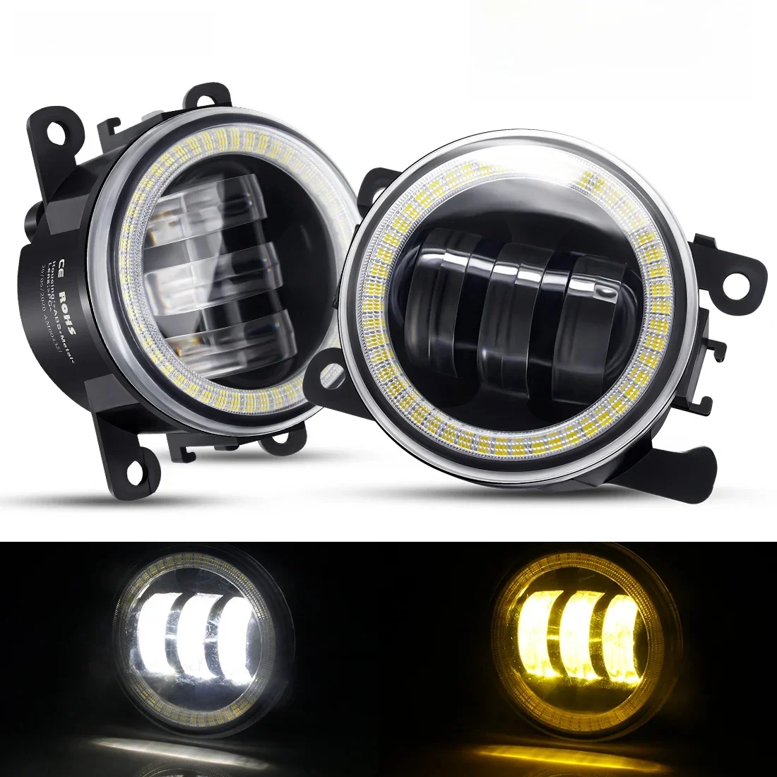 Ensemble de phares antibrouillard pour voiture, 2 pièces, LED DRL Angel Eye, phare de jour pour Fiat Sedici Panda 500 Punto Evo Doblo Tipo Ducato