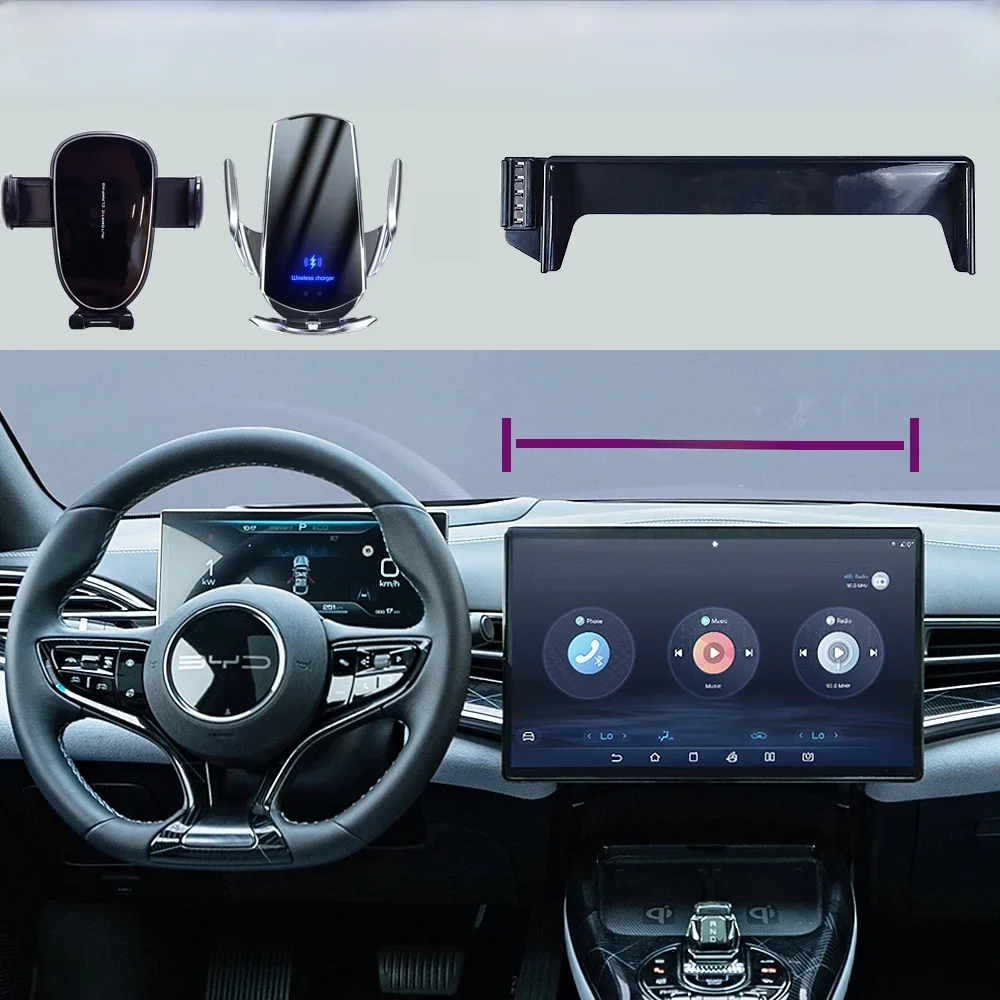 Uchwyt samochodowy na telefon BYD Seal 2022 2023 15.6-Cal ekran multimedialny podpora stała bezprzewodowa ładowarka mocowania telefon komórkowy do samochodu — zdjęcie 2