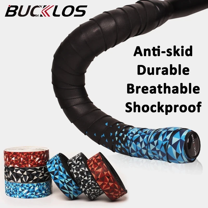 BUCKLOS Shock Absorption Bike Handlebar Tape Gradient Fashionable Bicycle Handle Bar Belt Wrap with Plug Ends Road Cycling Parts