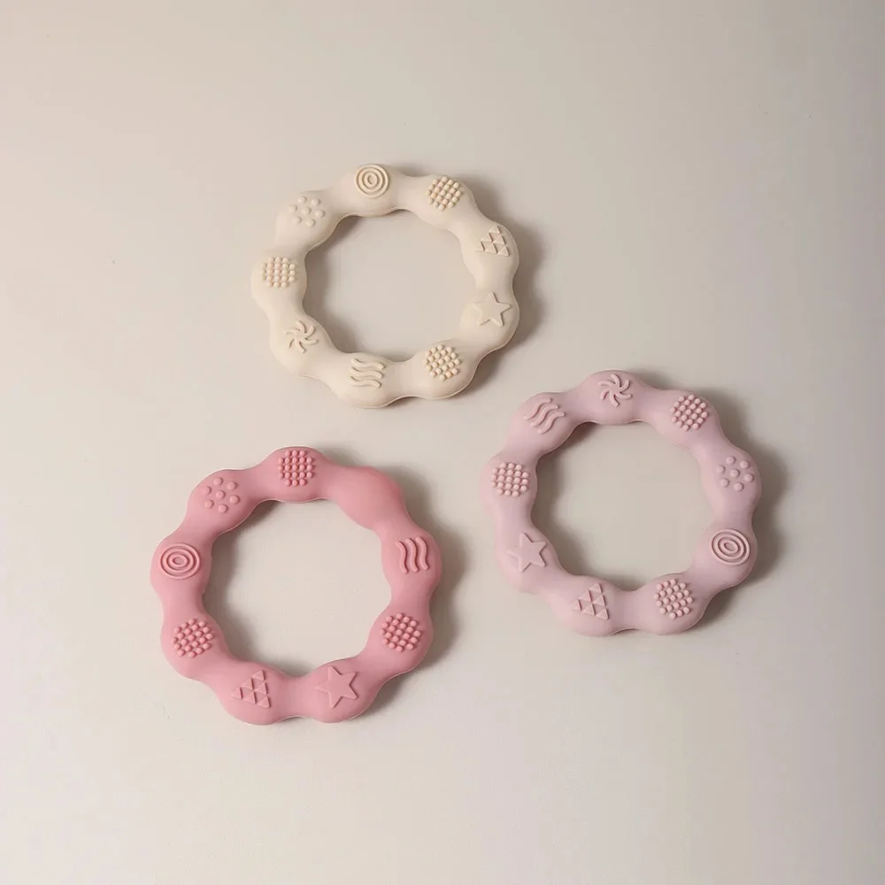 Anneau de dentition en silicone pour bébé, mignon, de qualité alimentaire, sûr, dessin animé, facile à la douleur des dents, jouet, cadeau de dentition