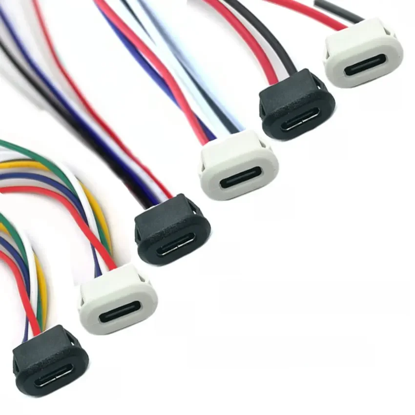 1szt Złącze typu C Złącze typu C Z klamrą żeńską 5A Wysokoprądowe szybkie ładowanie Port USB-C Gniazdo ładowarki 6pin USB — zdjęcie 2