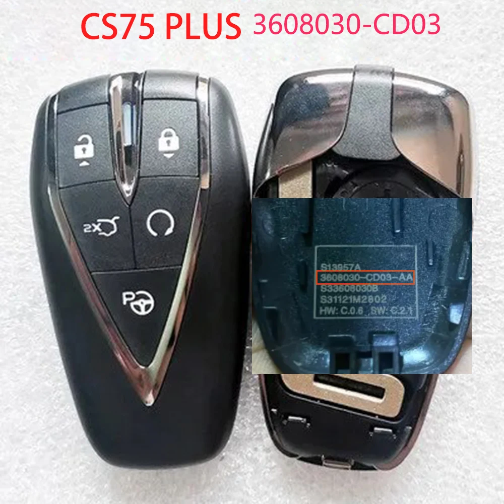 Chave de controle remoto original para CHANGAN, CS75, CS35 PLUS, chave inteligente, 433MHz, 3608030-CD02, CD03