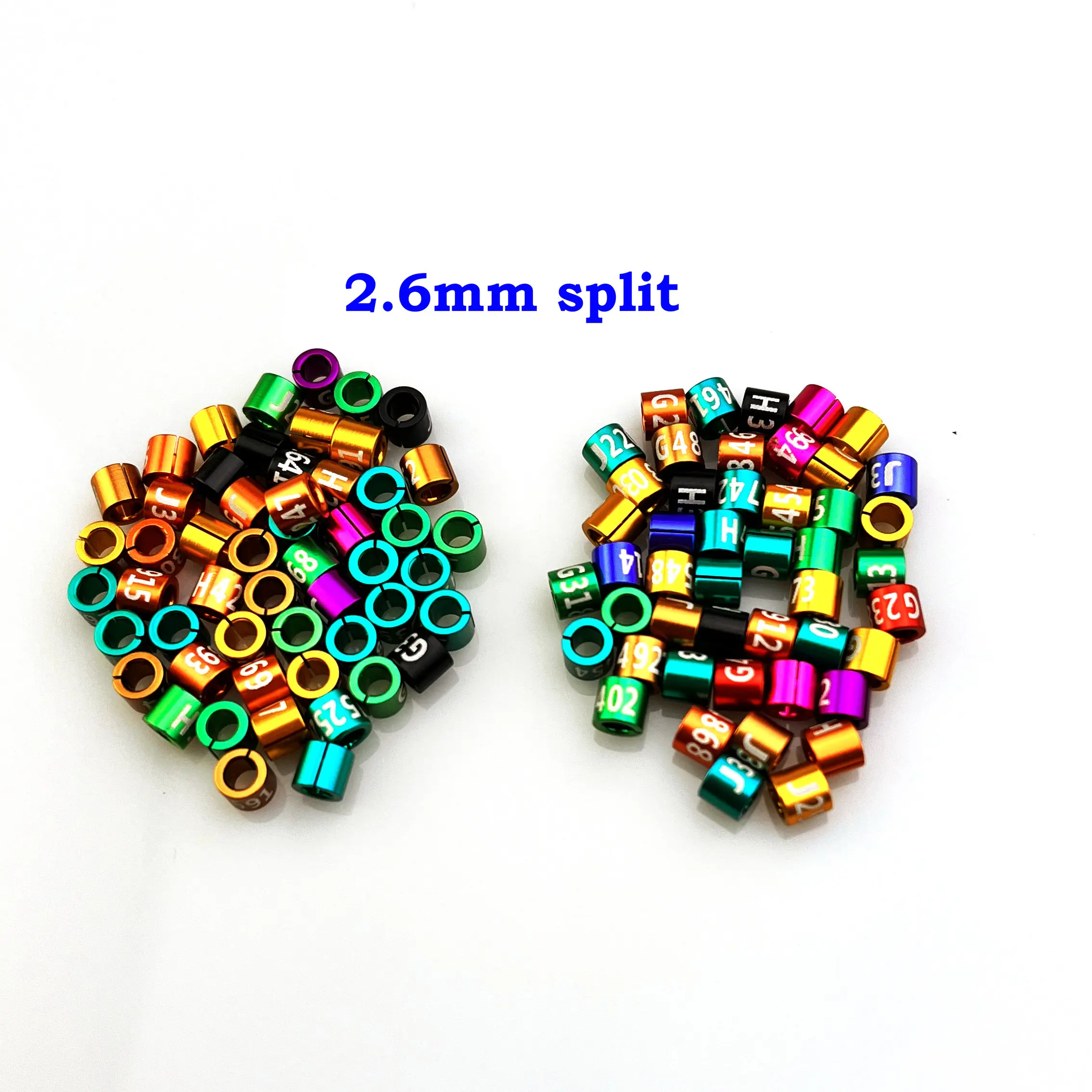 Split Finch Rings, Aluminum Bird Leg Bands, Non-Custom, Random-Character, Color-Mixture, 25 PCs/Lot, 2.6mm