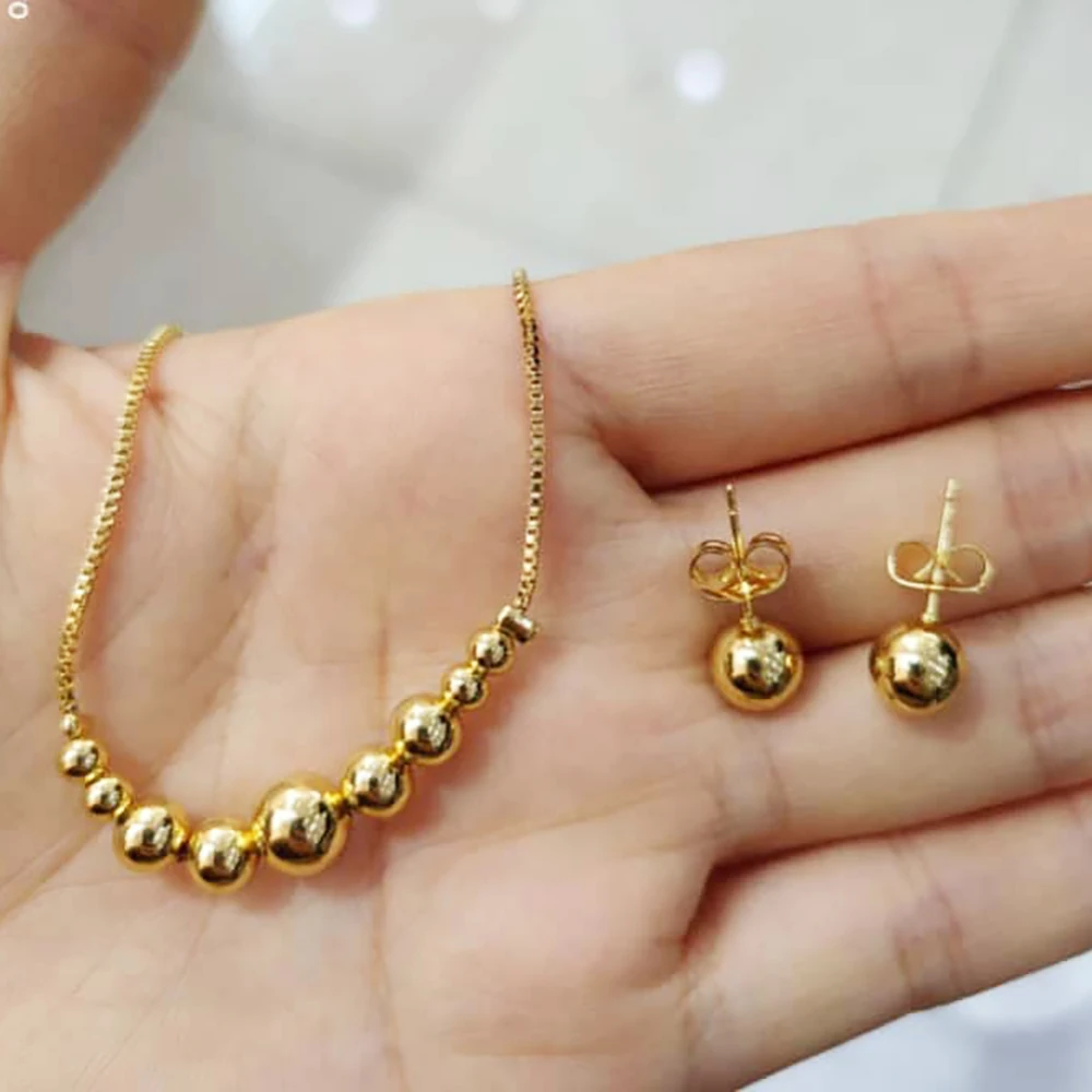 YM 2-teiliges Schmuckset für Frauen, Dubai, goldfarben, Kupfer, Halskette, Ohrringe, Anhänger für Frauen, Mädchen, Kinder, Modeschmuck, Accessoire, Geschenk 3