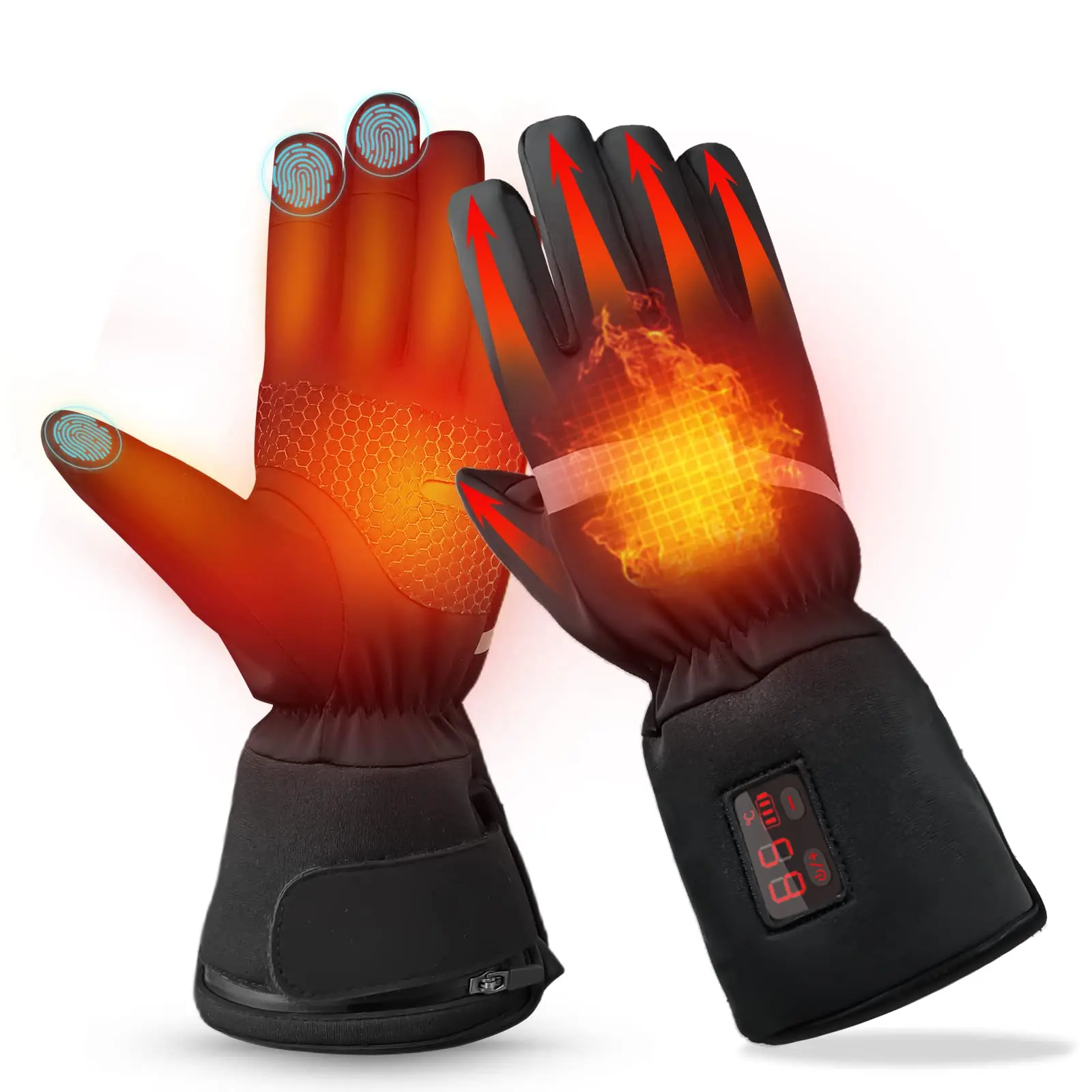 Electric Heated Glove Liners, Rechargeable Battery, Waterproof, Outdoor, Snow Sports, Winter，Skiing Cycling Hunting Snowboarding