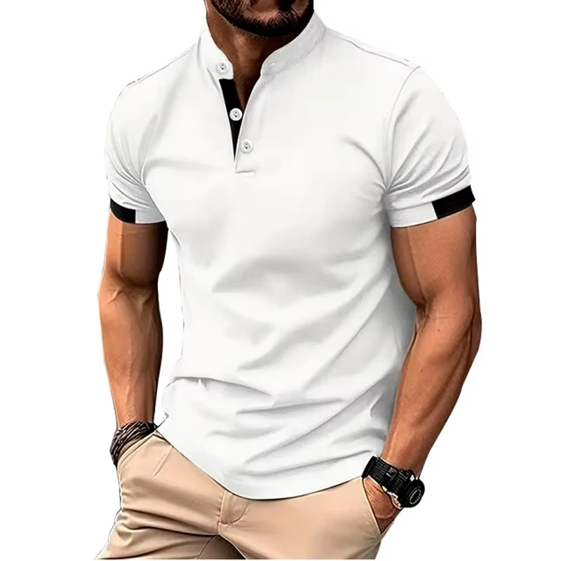 Men\'s Golf Shirt Golf Polo Work Casual Lapel Short Sleeve Basic Modern Color Block Patchwork Spring & Summer Regular Fit
