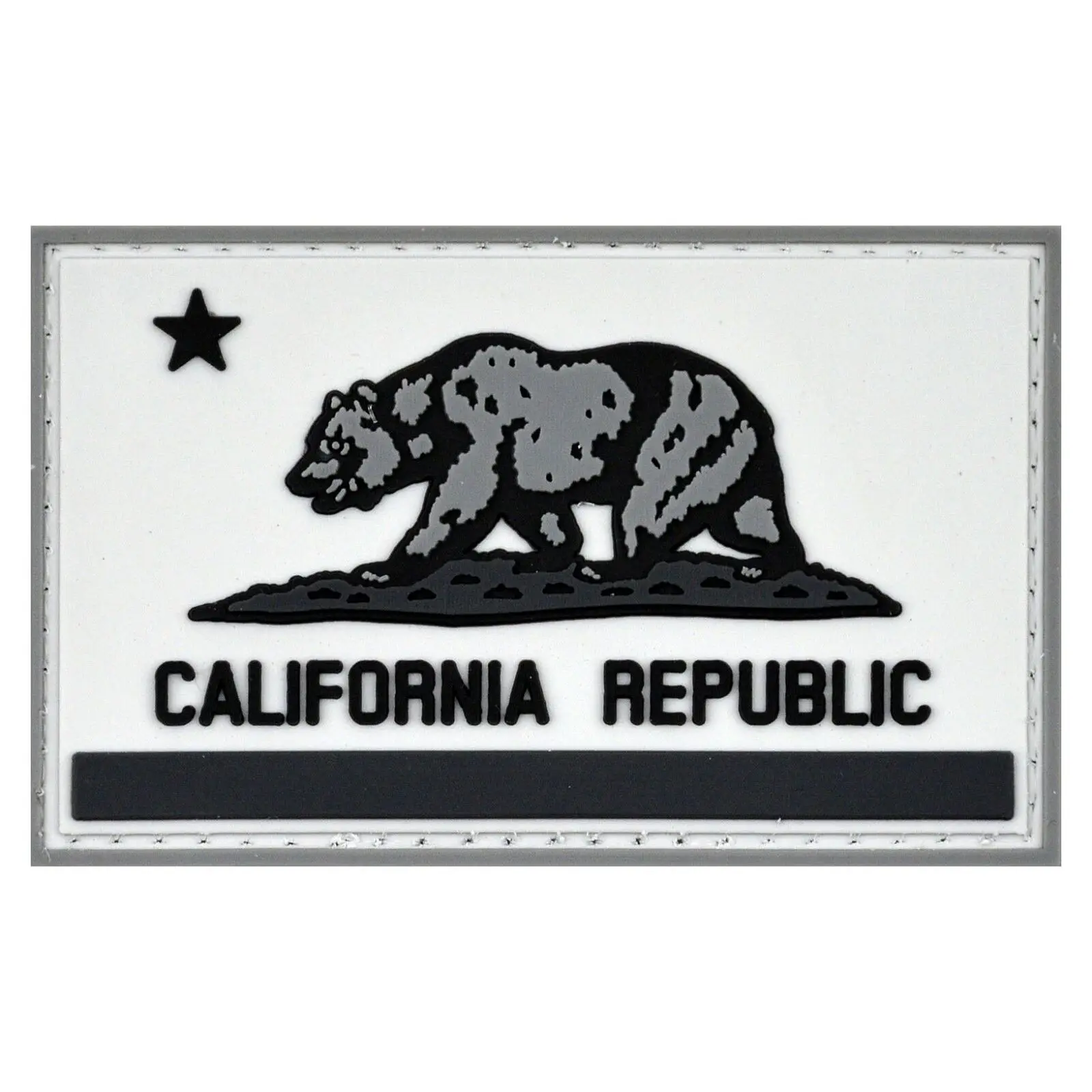 Custom Logo Rubber PVC Patch Black California State Republic Flag PVC Patch 3D Badge Hook