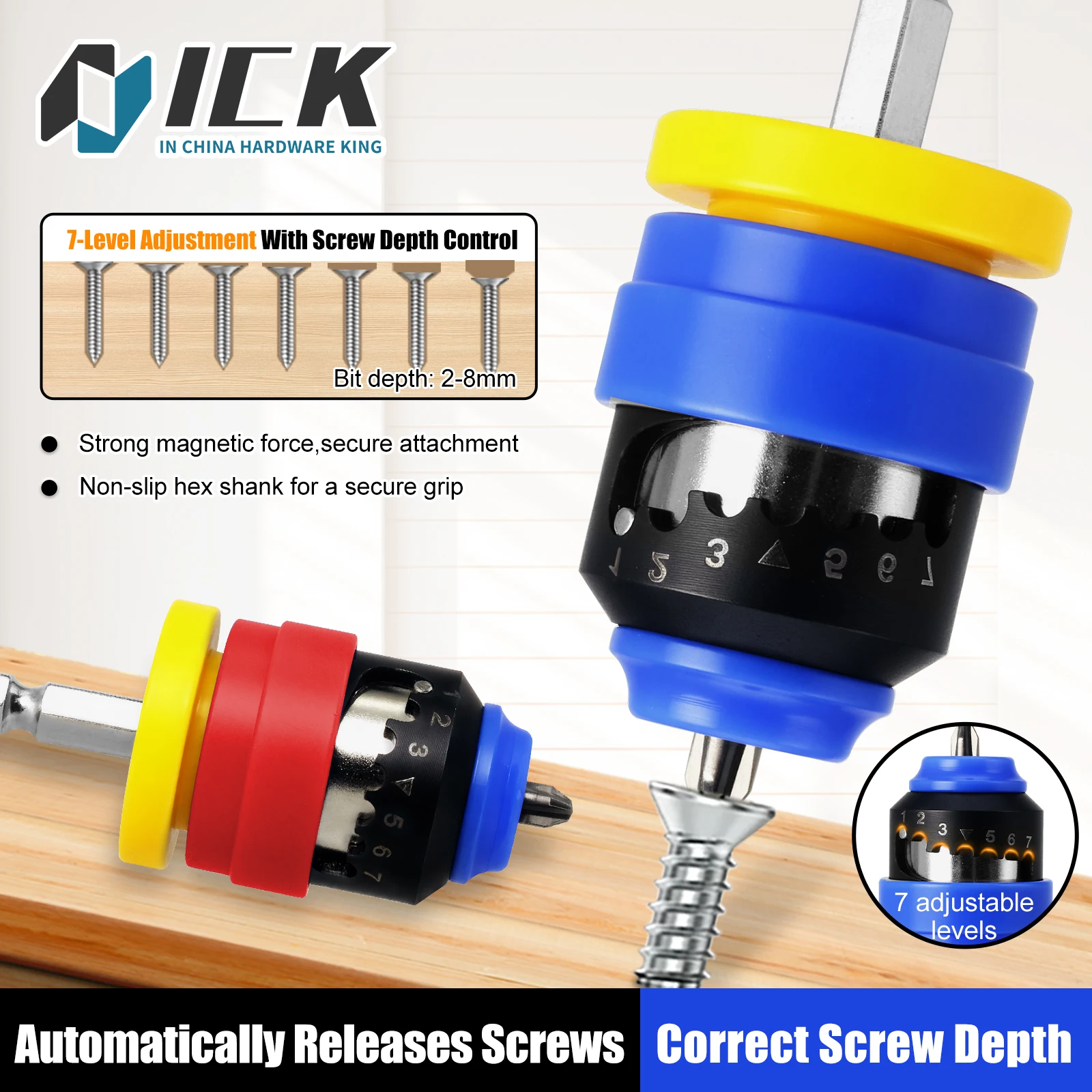 

PH2 Screwdriver Bit with 7 Position Depth Stop 2-8mm Adjustable Strong Magnetic Non Slip Hex Shank for Drill Driver