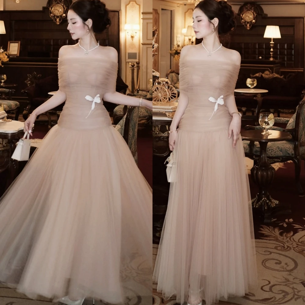 Personalizado gracioso organza barco pescoço vestido de noite clássico fora do ombro vestidos de baile flores luxo vestidos de ocasião especial