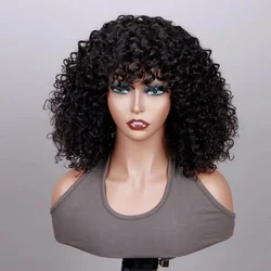 Peluca de cabello humano brasileño con flequillo para mujer, postizo corto con ondas al agua, corte Bob, rizado, estilo Jerry