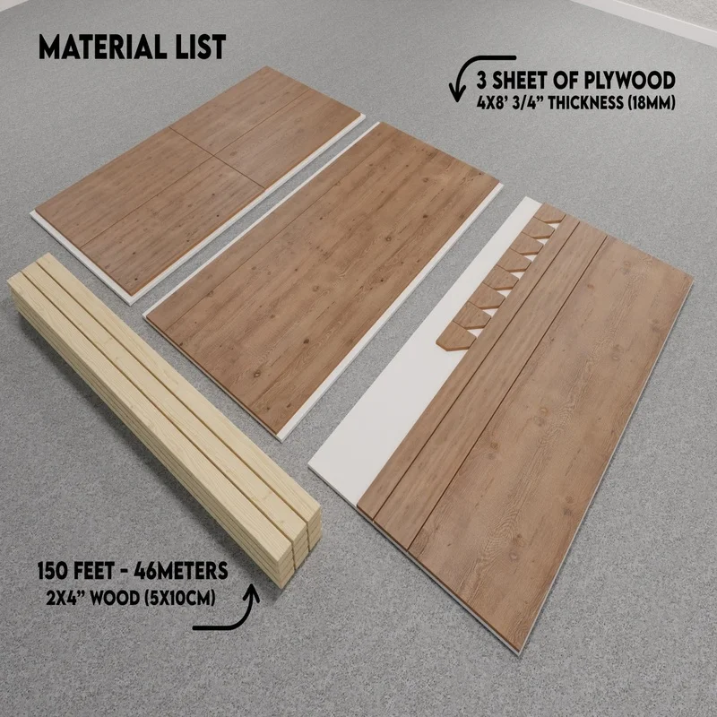 Planos PDF del banco de trabajo DIY |   Banco de trabajo de garaje con estantes de almacenamiento |   Planos de mesa artesanales para uso en taller y aficionados