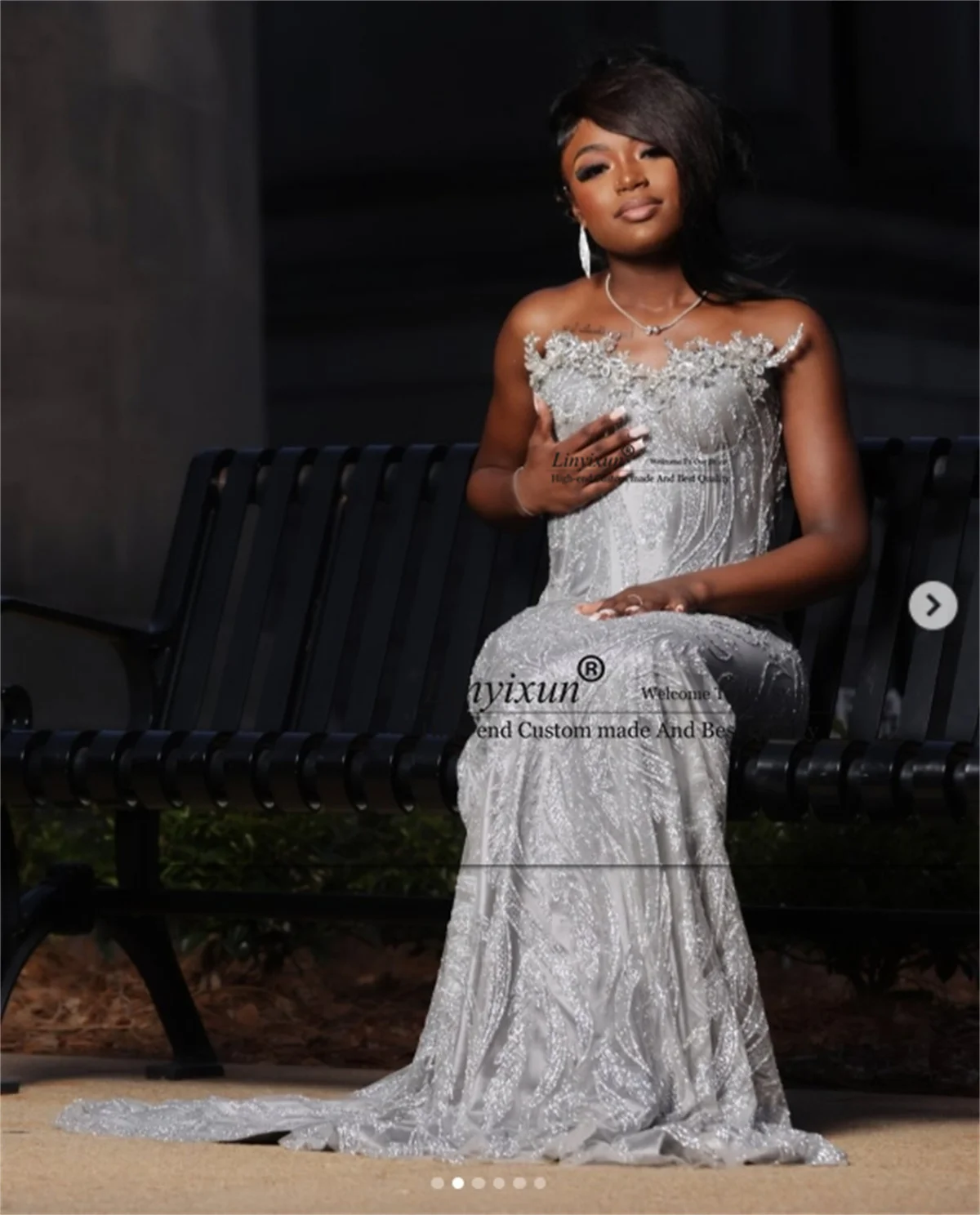 Vestido de fiesta con apliques de lentejuelas brillantes para niñas negras, vestidos africanos de fiesta personalizados, vestidos de noche de encaje 3D Floars