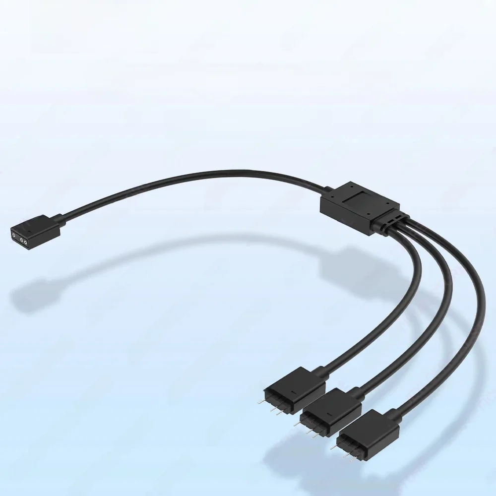 JEYI 1 to 3 ARGB Splitter Cable, 5V 3Pin Addressable RGB Extension Cable with 3 Pin Female Connector, for 3-pin ARGB Sync PC fan