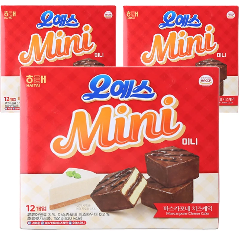 Hai Tai Oyes Mini 192g(12 piezas) x 3 piezas (embalaje caja seguro) Mini Chocolate Pi