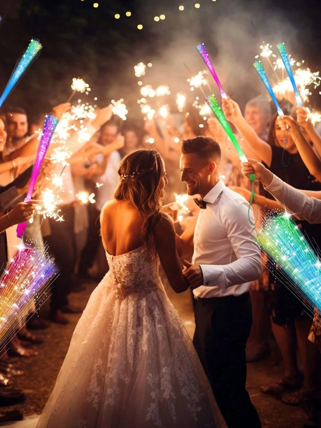 

60Pcs Glow Fiber Wands Sticks LED Flashing Stick Light up Stick Colorful Fiber Optic Wands For Wedding Glow Party Favors