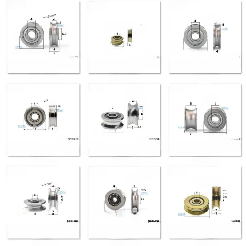 Roulements en acier à fond rond, mini rainure en U V, poulie de 5cm, roue de guidage de 6mm, roue de levage de câble métallique, roulement 6301RS, 12-60mm, 1PC