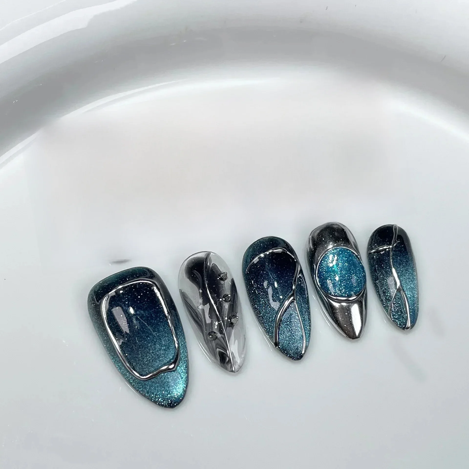 10 pièces oeil chat amande à la main presse sur ongles faux ongles portable ongles à coller faux ongles Uñas Postizas Наклад Ногти