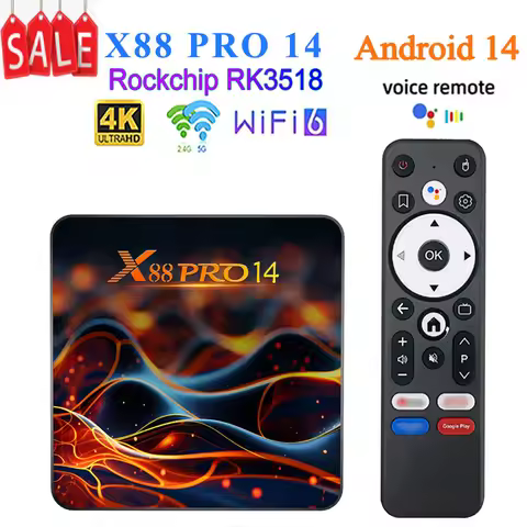 X88 PRO 14 Android 14 TV Box Rockchip RK3518 2GB 16GB 4K HD WIFI6 BT5.0 Media Player Set Top Box