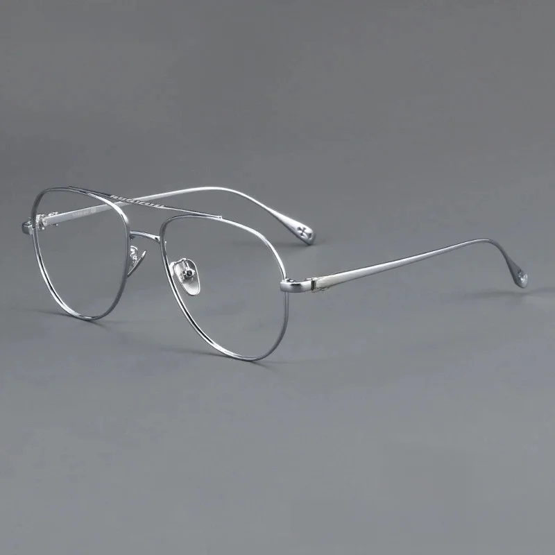 FIRADA modne okulary Retro czyste tytanowe okulary Aviator wygodne podwójne belki oprawki do okularów korekcyjnych dla mężczyzn 5125-C — zdjęcie 2