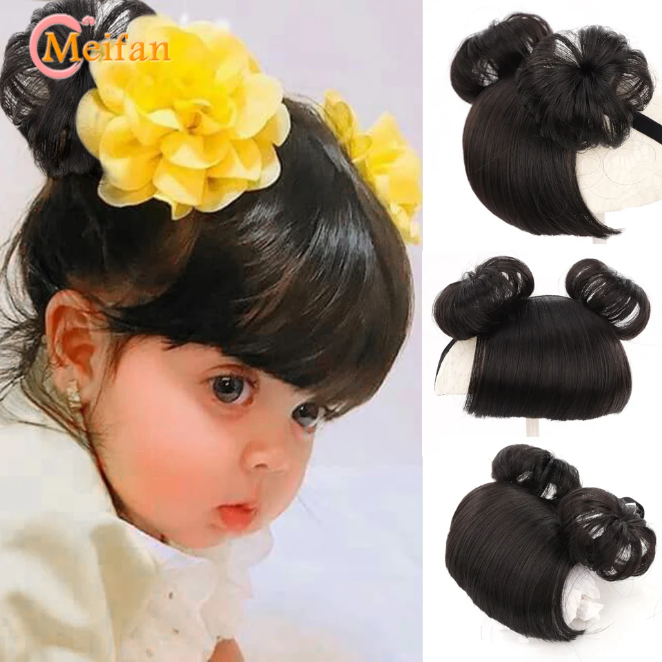 MEIFAN Girl Baby Children\'s Fake Bangs Wig with Rubber Hairband Bangs Chignons Daily Wear Bangs Cosplay Hairpieces Accessories