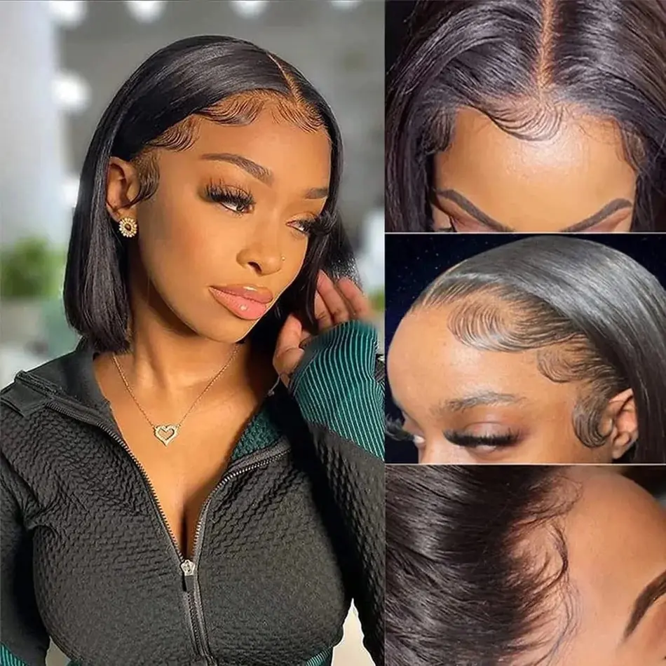 Bone Straight Bob Wig 13x4 Lace Front Human Hair Wigs for Women Natural Color 4x4 Lace Closure Wig Short Bob Wig Human Hair Wigs image 4