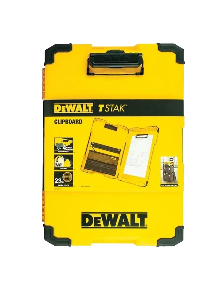 DEWALT DWST82732-1 TSTAK Clipboard Organiser LED Light Internal Pouch Metal Clip File Board Data Folder Document File