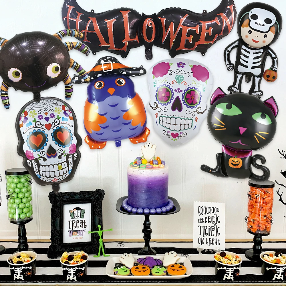 

Halloween Foil Balloons Pumpkin Cat Witch Skull Mylar Balloon for Kids Happy Halloween Night Birthday Party Decorations Supplies