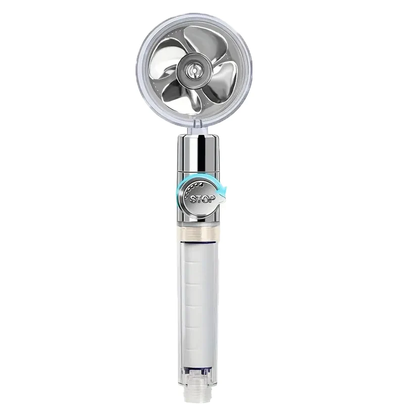 360 ° Rotierenden Turbine Fan Handheld Dusche Kopf Hochdruck Wasser Sparen Spray Dusche Filter Bad Zubehör
