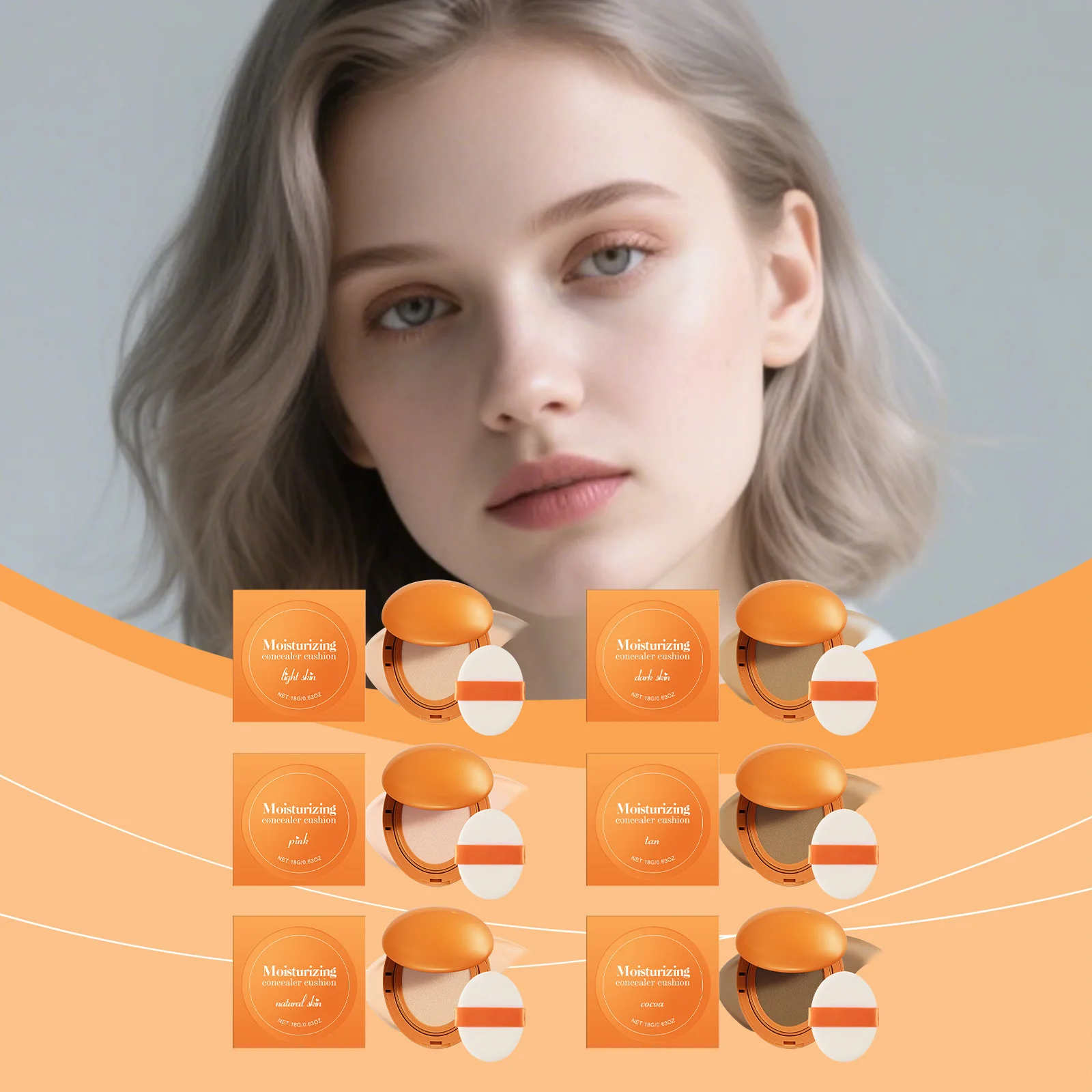 

18 г легкая воздушная подушка, тонкая прозрачная основа для макияжа, бархатный сенсорный консилер, контроль жирности, натуральная телесная воздушная подушка