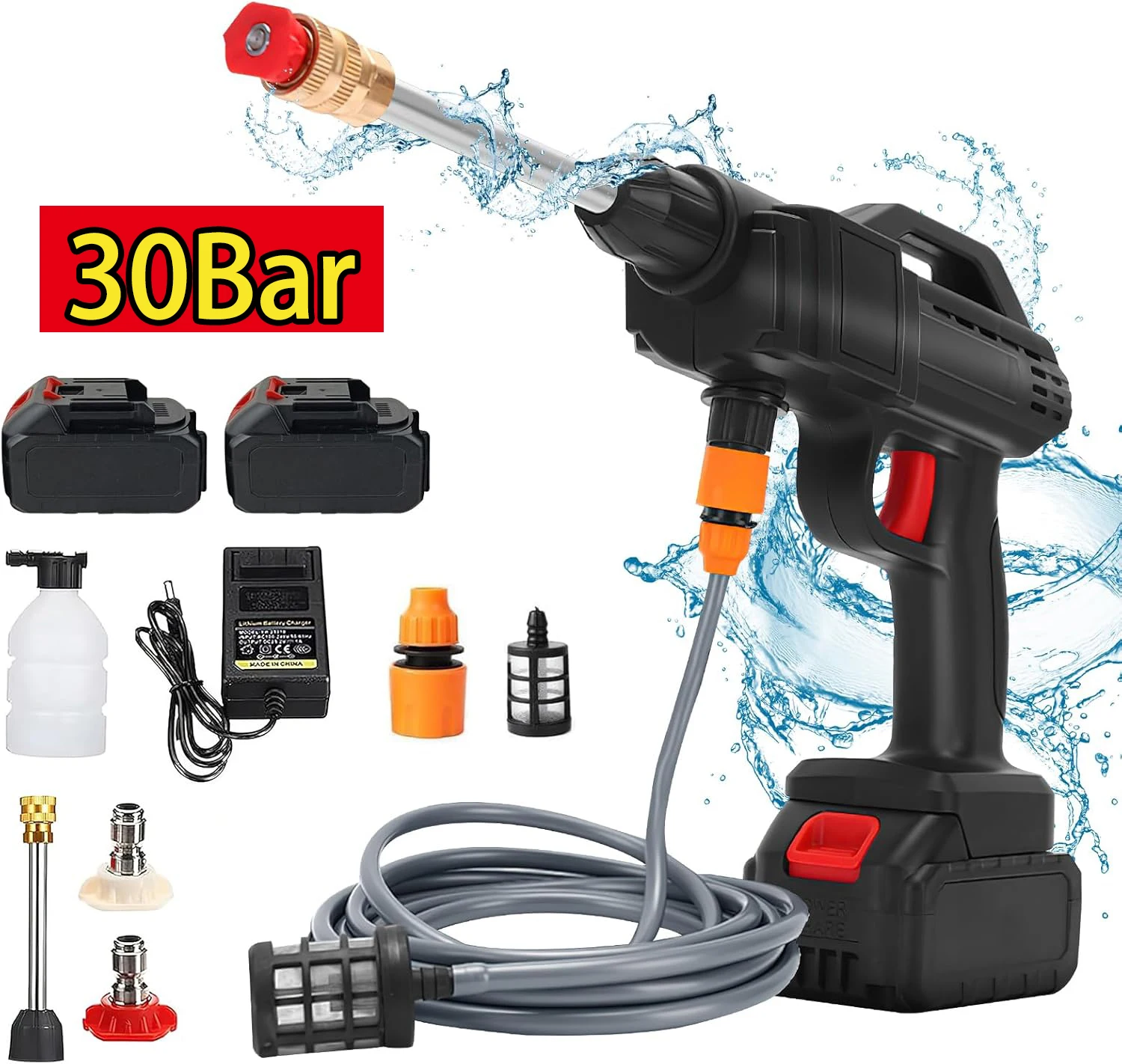 30bar 600w kabellose Hochdruck hebel Wasch spray Wasser pistole Garten waschwasser Wasser