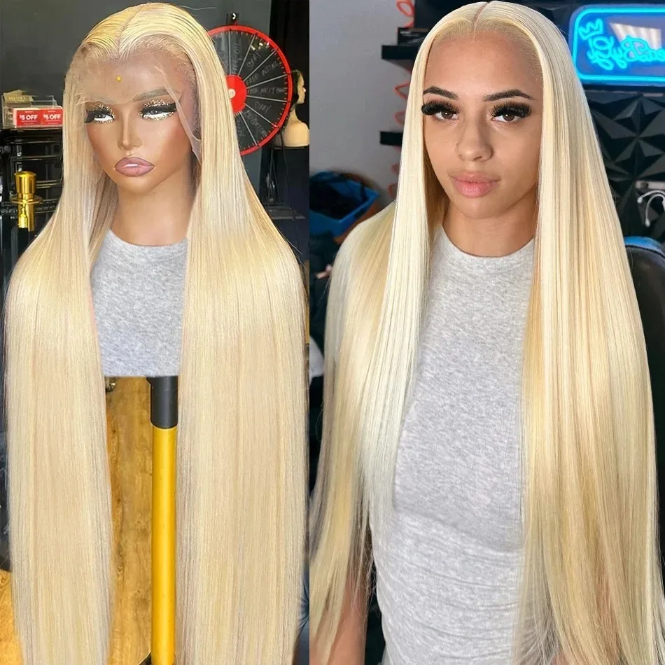 613 HD Lace Frontal Wig Honey Blonde Straight Lace Frontal Human Hair Wigs 360 Full Lace Wig Pre Plucked 30 34 Inch For Women