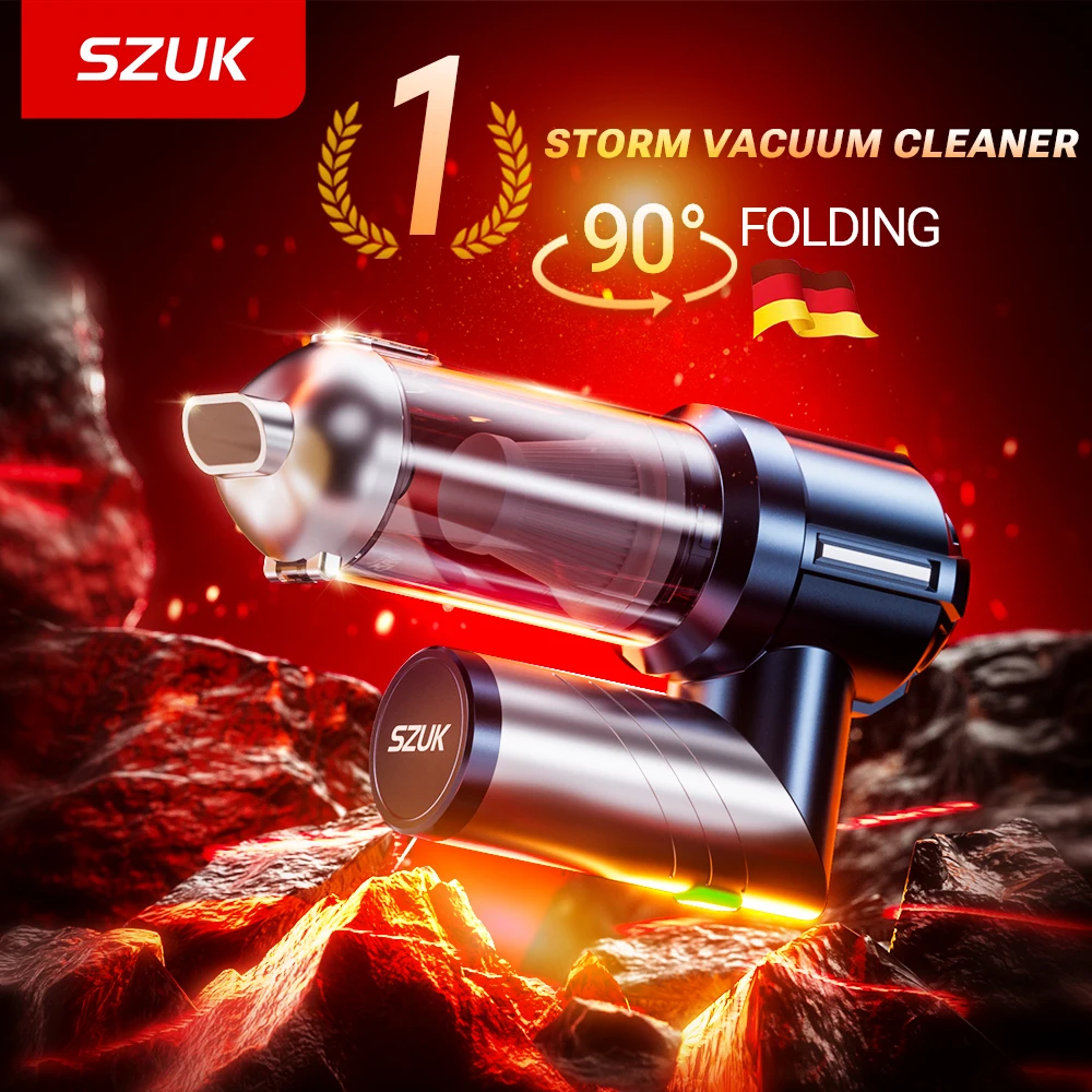 SZUK NEW Foldable Car Vacuum Cleaner Strong Suction Mini Vacuum Cleaner Handheld Cleaning Machine Portable Car Wireless Cleaner