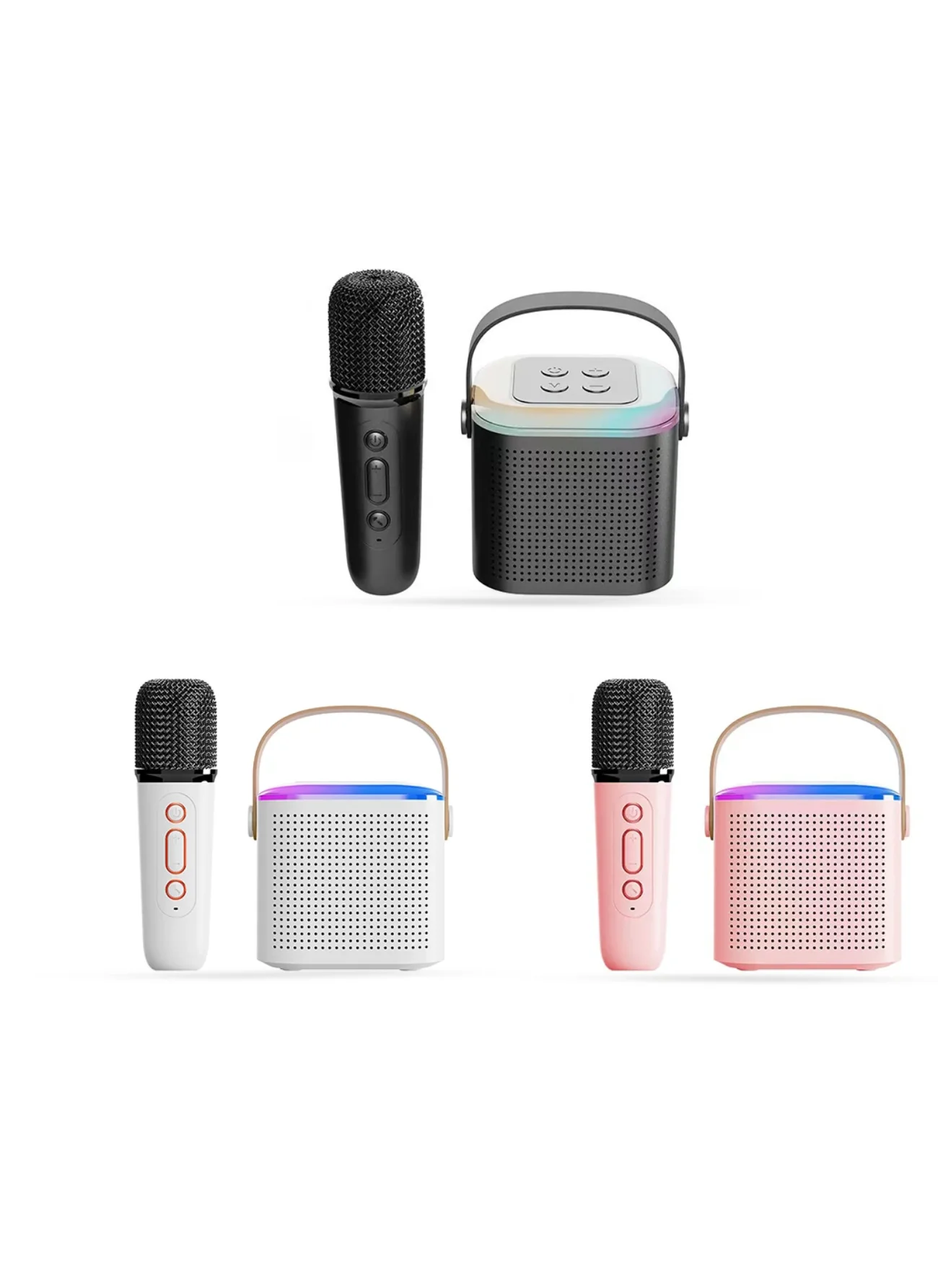 Caixa De Som Com Microfone Infantil Caixinha Bluetooth C/led