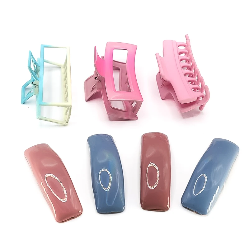 Pink square claw, colorful shiny laser BB clip, large rubber matte rectangular claw, creative contrasting color party festival d