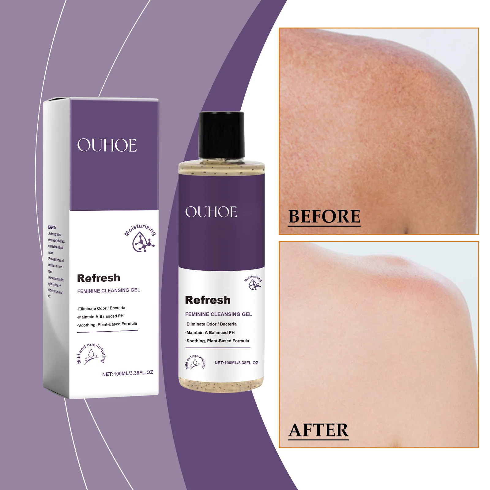 

100ml Ouhoe Ph Balance Shower Gel Gentle Cleanse Feminine Care Intimate Hydrate Relief Dry Defense Soothing Body Wellness